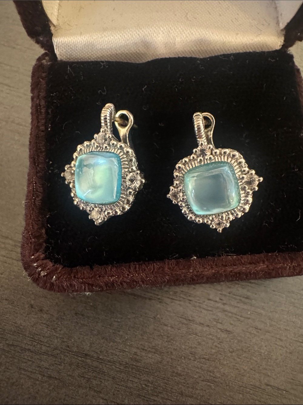 Sterling Silver Blue Glass Drop Earrings